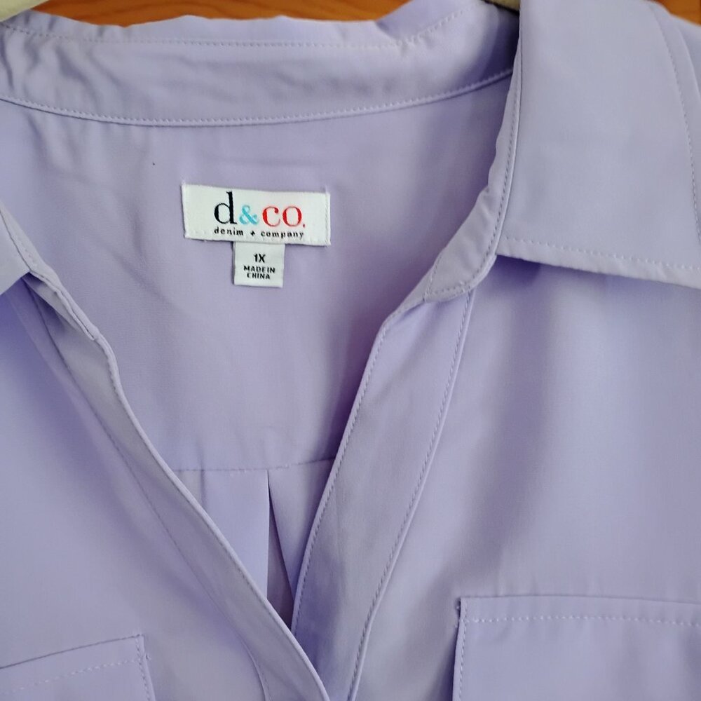 Denim and Co lavender button front tunic blouse - Picture 3 of 3